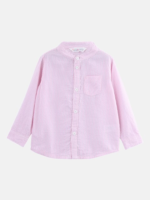 

Beebay Boys Pink & White Regular Fit Striped Casual Shirt