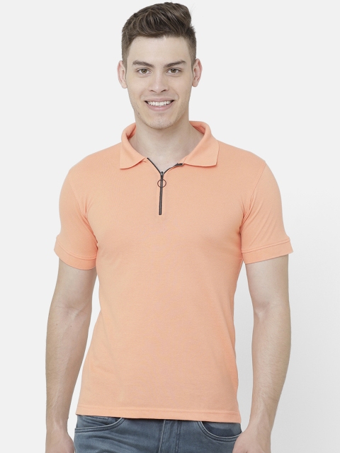 

ELEGANCE Men Orange Solid Polo Collar T-shirt