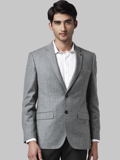 

Park Avenue Men Grey Solid Single-Breasted Formal Blazer
