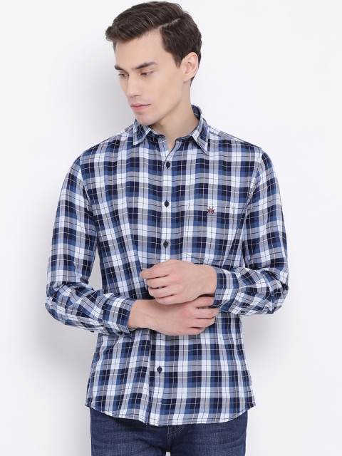 

Crimsoune Club Men Blue & White Slim Fit Checked Casual Shirt