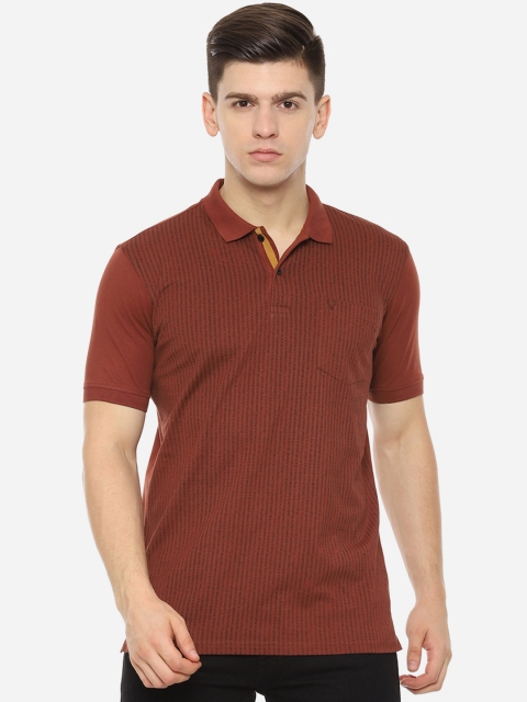 

Allen Solly Men Brown Striped Polo Collar T-shirt
