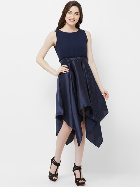 

MISH Women Navy Blue Solid Fit and Flare Dress