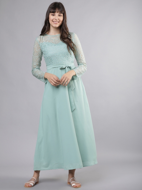 

Tokyo Talkies Women Green Self Design Maxi Dress