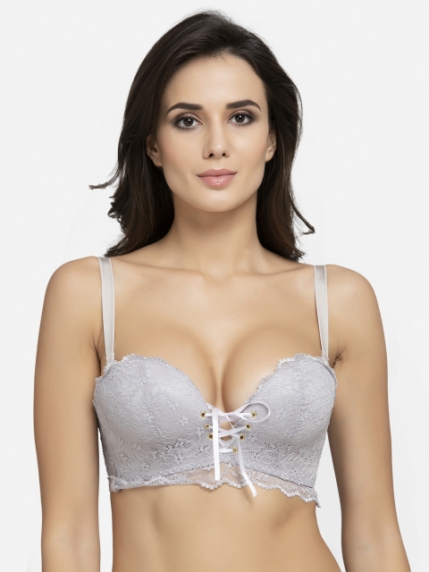 

AVANT-GARDE PARIS Grey Lace Non-Wired Heavily Padded Push-Up Bra 662476175806