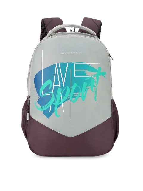 

Lavie Sport Unisex Grey & Green Typography Backpack