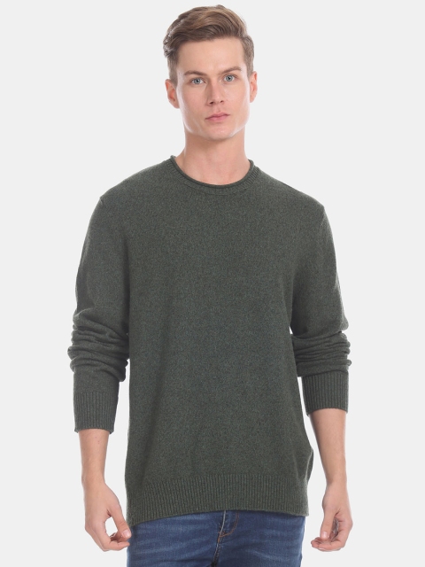 

GAP Men Olive Green Solid Pullover