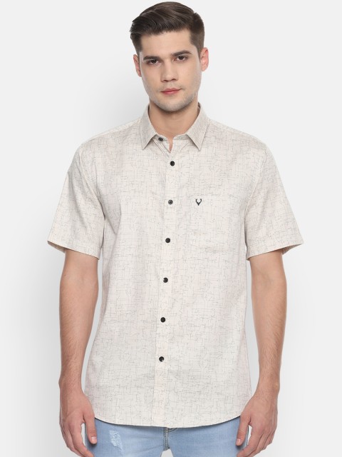 

Allen Solly Men Cream-Coloured Slim Fit Printed Casual Shirt