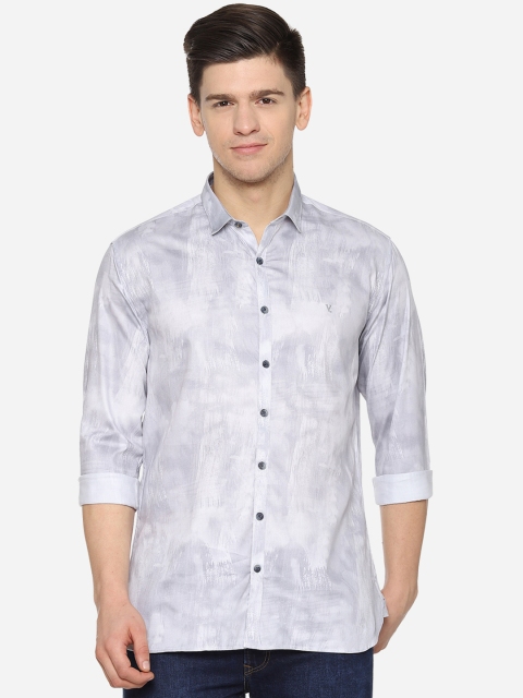 

V Dot Men Grey Slim Fit Printed Casual Shirt