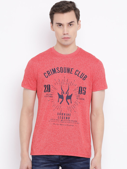 

Crimsoune Club Men Red Printed Round Neck T-shirt