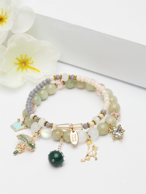 

AVANT-GARDE PARIS Green Alloy Gold-Plated Antique Charm Bracelet