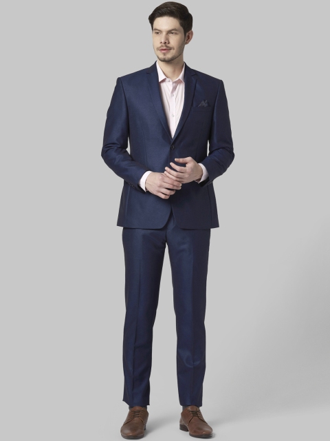 

Park Avenue Men Blue Solid Single-Breasted Formal Suit