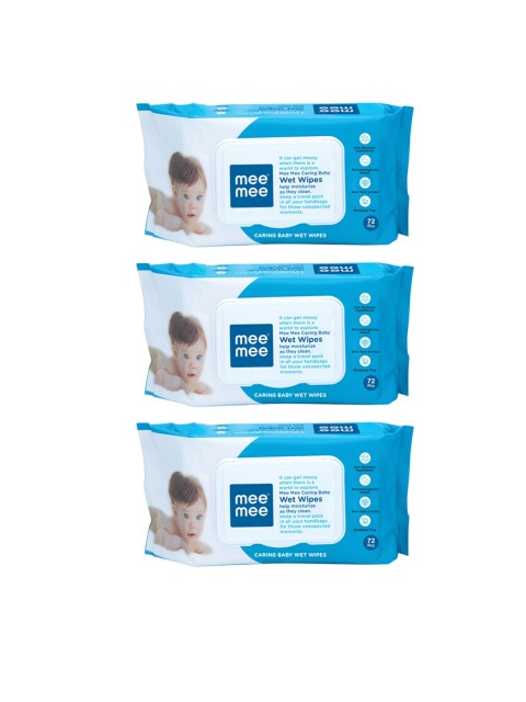 

MeeMee Unisex Kids Pack of 3 White Caring Baby Wet Wipes With Lid