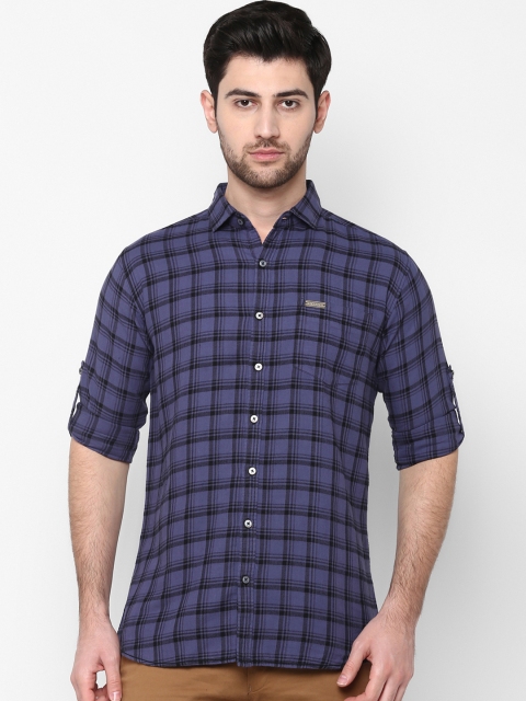 

Urbano Fashion Men Blue & Black Slim Fit Checked Casual Shirt
