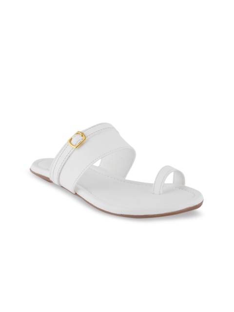 

ZAPATOZ Women White Solid One Toe Flats