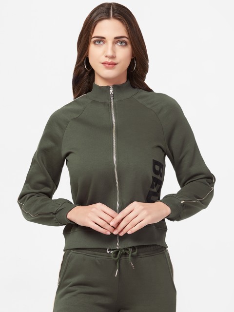 

bebe Women Olive Green Printed Sweatshirt