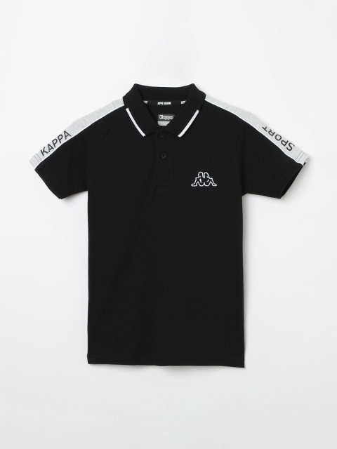 

Kappa Boys Black & Grey Solid Polo Collar T-shirt