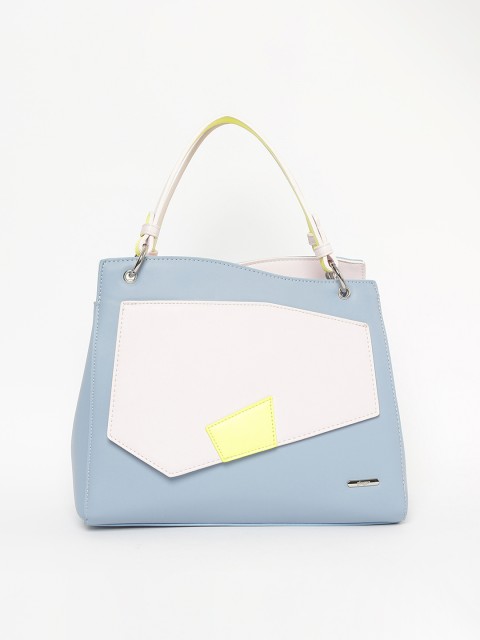 

Ginger by Lifestyle Blue & White Colourblocked Handheld Bag