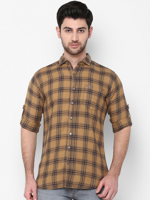 

Urbano Fashion Men Beige & Black Slim Fit Checked Casual Shirt