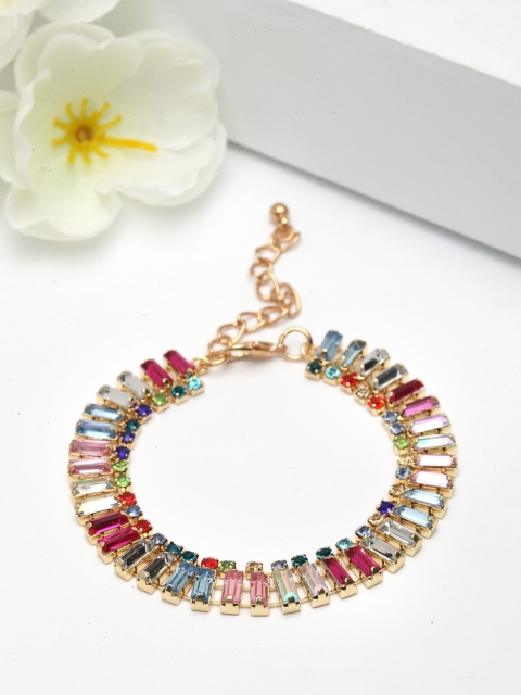 

AVANT-GARDE PARIS Multicoloured Gold-Plated Stone Studded Link Bracelet, Multi