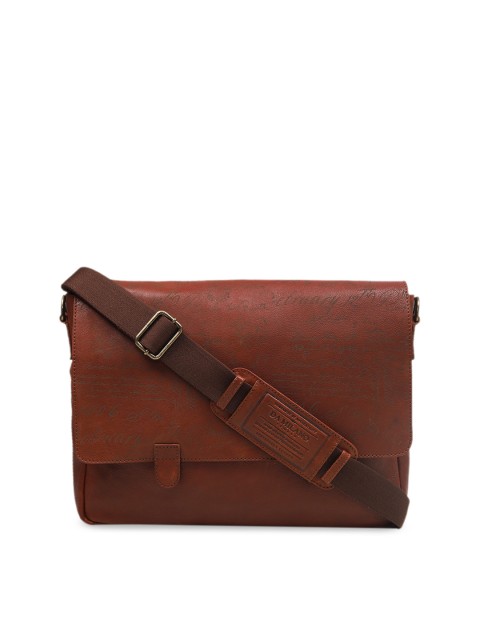 

Da Milano Unisex Rust Brown Printed Leather Laptop Bag
