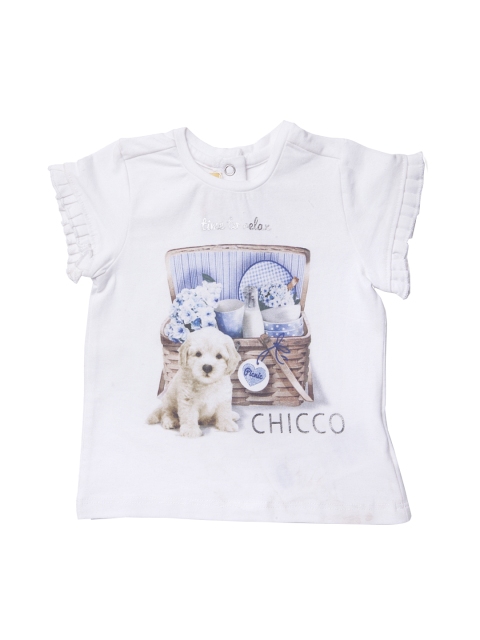 

Chicco Girls White Printed Round Neck T-shirt