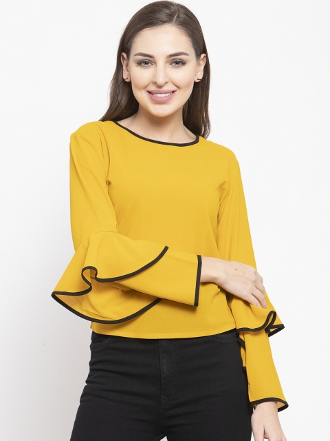 

klauressa Women Mustard Yellow Solid Top