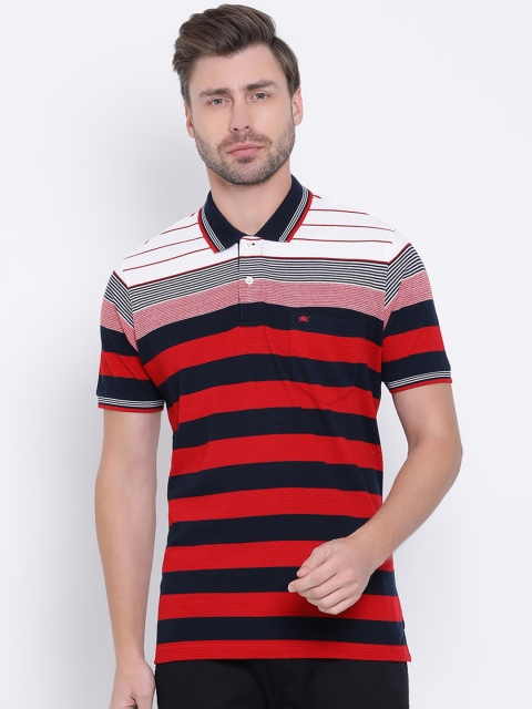 

Monte Carlo Men White & Red Striped Polo Collar T-shirt