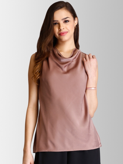 

FableStreet Women Brown Solid Top