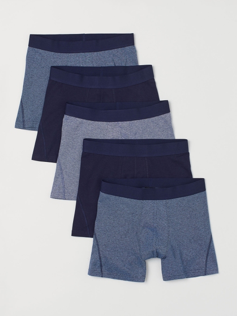 

H&M Men Blue Solid 5-pack Mid Trunks