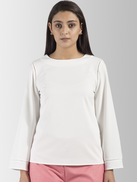 

FableStreet Women Off-White Solid Top