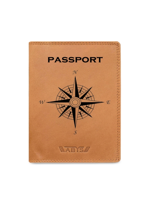 

ABYS Unisex Tan Brown Printed Leather Passport Holder