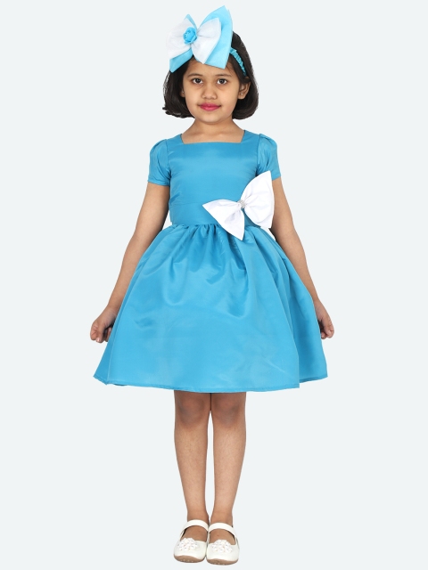 

Samsara Couture Girls Turquoise Blue Solid Fit and Flare Dress