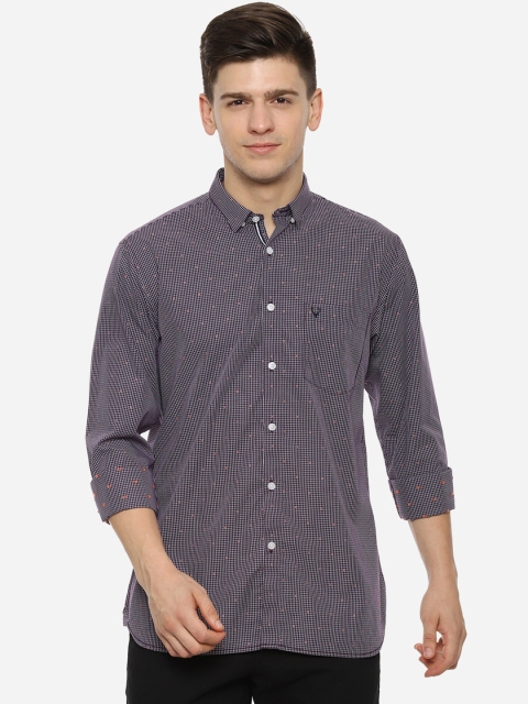 Allen Solly Men Purple & White Slim Fit Checked Casual Shirt