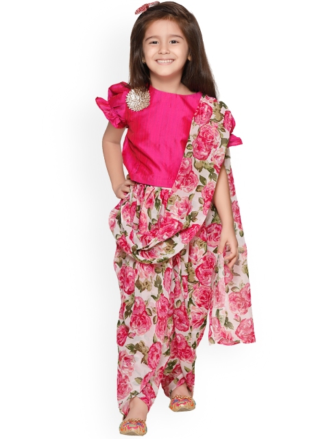 

LilPicks Girls Pink & Green Solid Kurta with Dhoti Pants & Dupatta