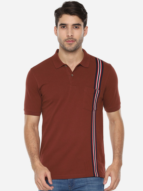 

Allen Solly Men Brown Striped Polo Collar T-shirt