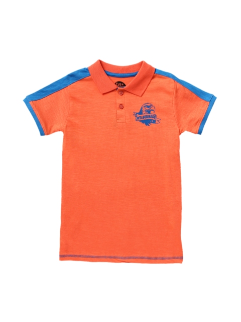 

Cub McPaws Boys Orange Solid Polo Collar T-shirt
