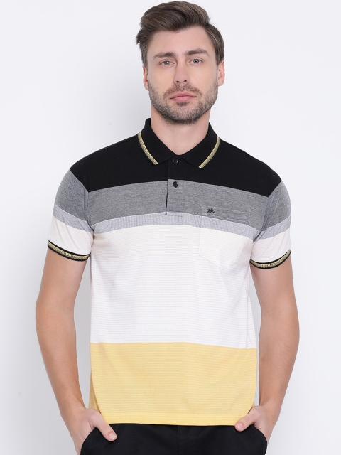 

Monte Carlo Men Black & White Colourblocked Polo Collar T-shirt