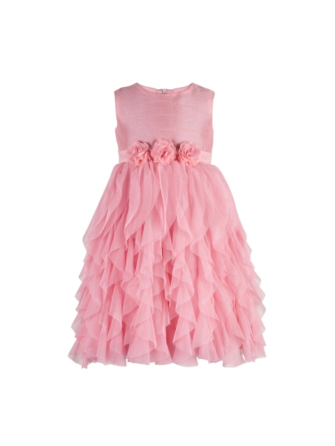 

Toy Balloon kids Girls Peach-Coloured Lace Fit and Flare Dress