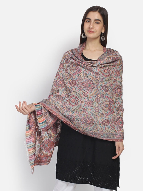 

Anekaant Women White Woven Design Paisley Shawl