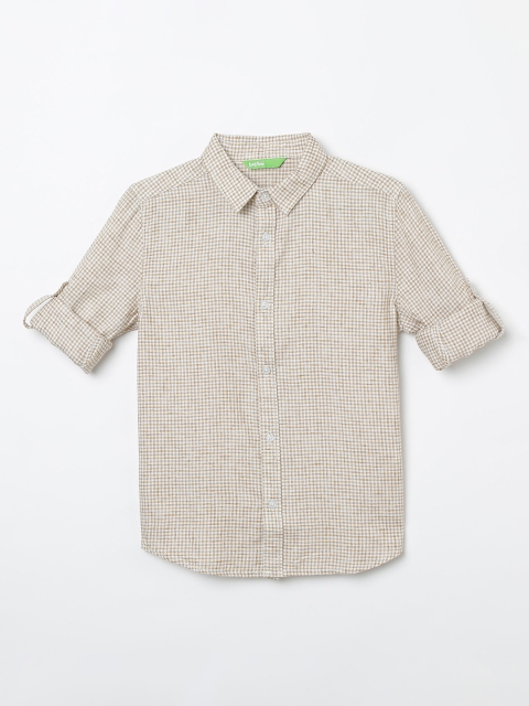 

Bossini Boys Rust & White Regular Fit Checked Casual Shirt