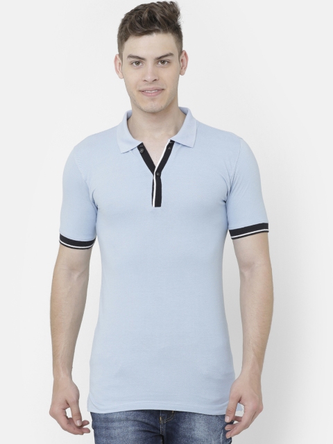 

ELEGANCE Men Blue Solid Polo Collar T-shirt