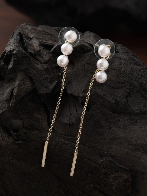 

E2O Gold-Plated & White Contemporary Drop Earrings