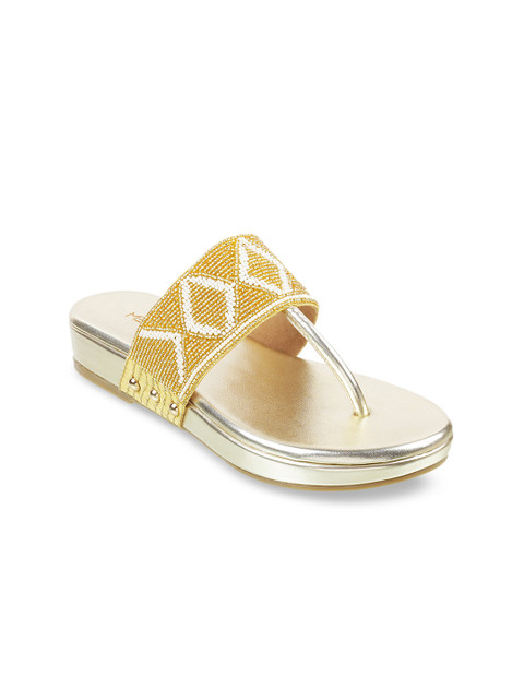 

Metro Girls Gold-Toned Embellished Open-Toe Flats