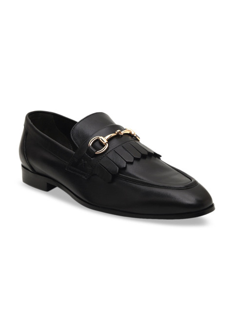 

ROSSO BRUNELLO Men Black Solid Leather Formal Loafers