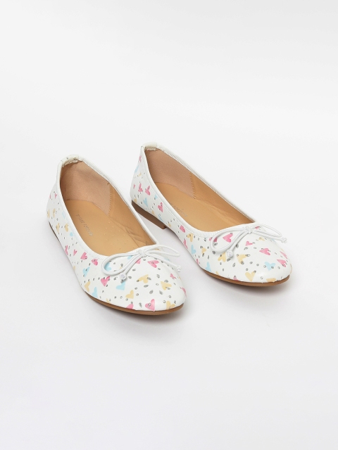 

Fame Forever by Lifestyle Girls White & Pink Printed Embellished Ballerinas