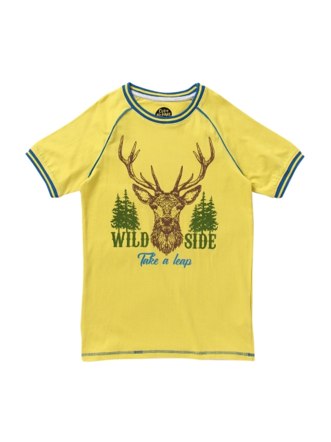 

Cub McPaws Boys Yellow Printed Round Neck T-shirt