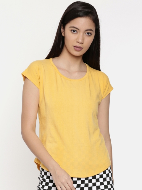 

Bamboo Tribe Women Yellow Solid Round Neck T-shirt
