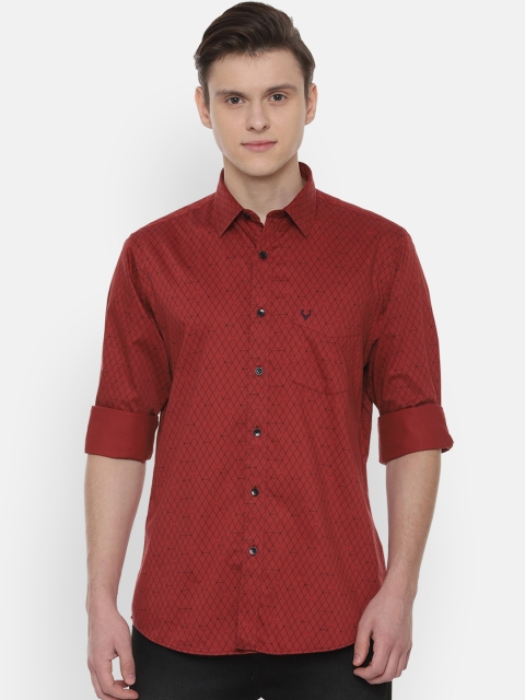 

Allen Solly Men Rust Brown & Black Slim Fit Printed Casual Shirt