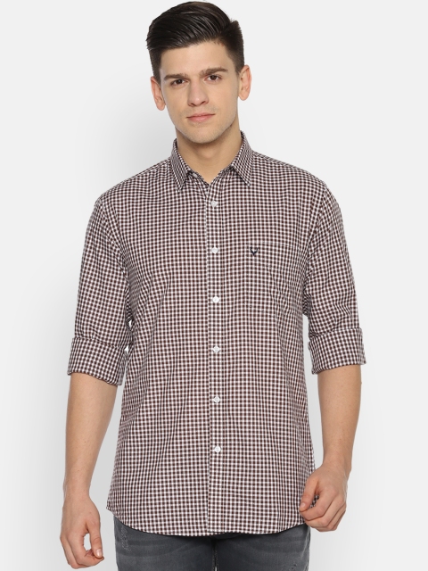 

Allen Solly Men Brown & White Slim Fit Checked Casual Shirt
