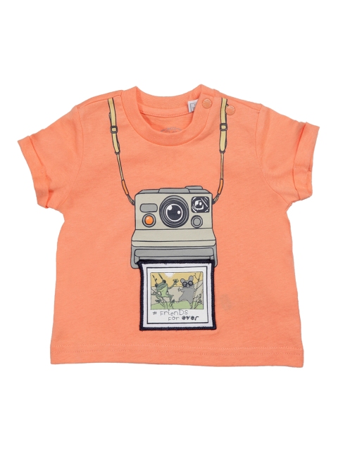 

Chicco Boys Orange Printed Round Neck Pure Cotton T-shirt
